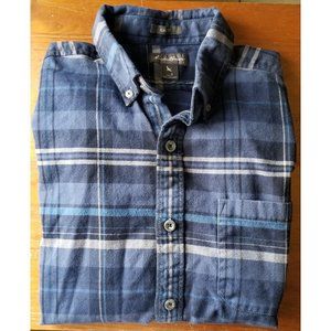 Eddie Bauer Flannel - Navy Blue Plaid - Small